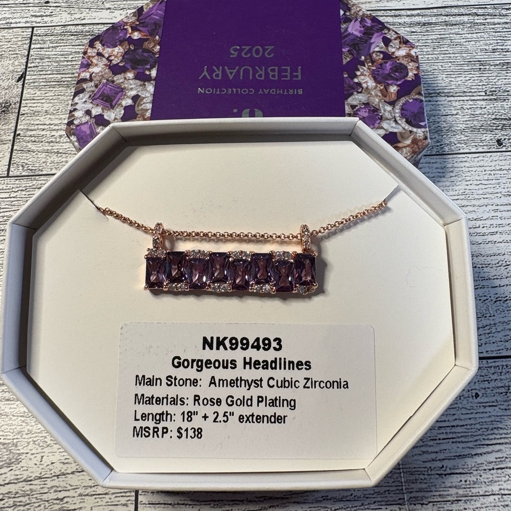 Amethyst Necklace bomb party Feb birthday